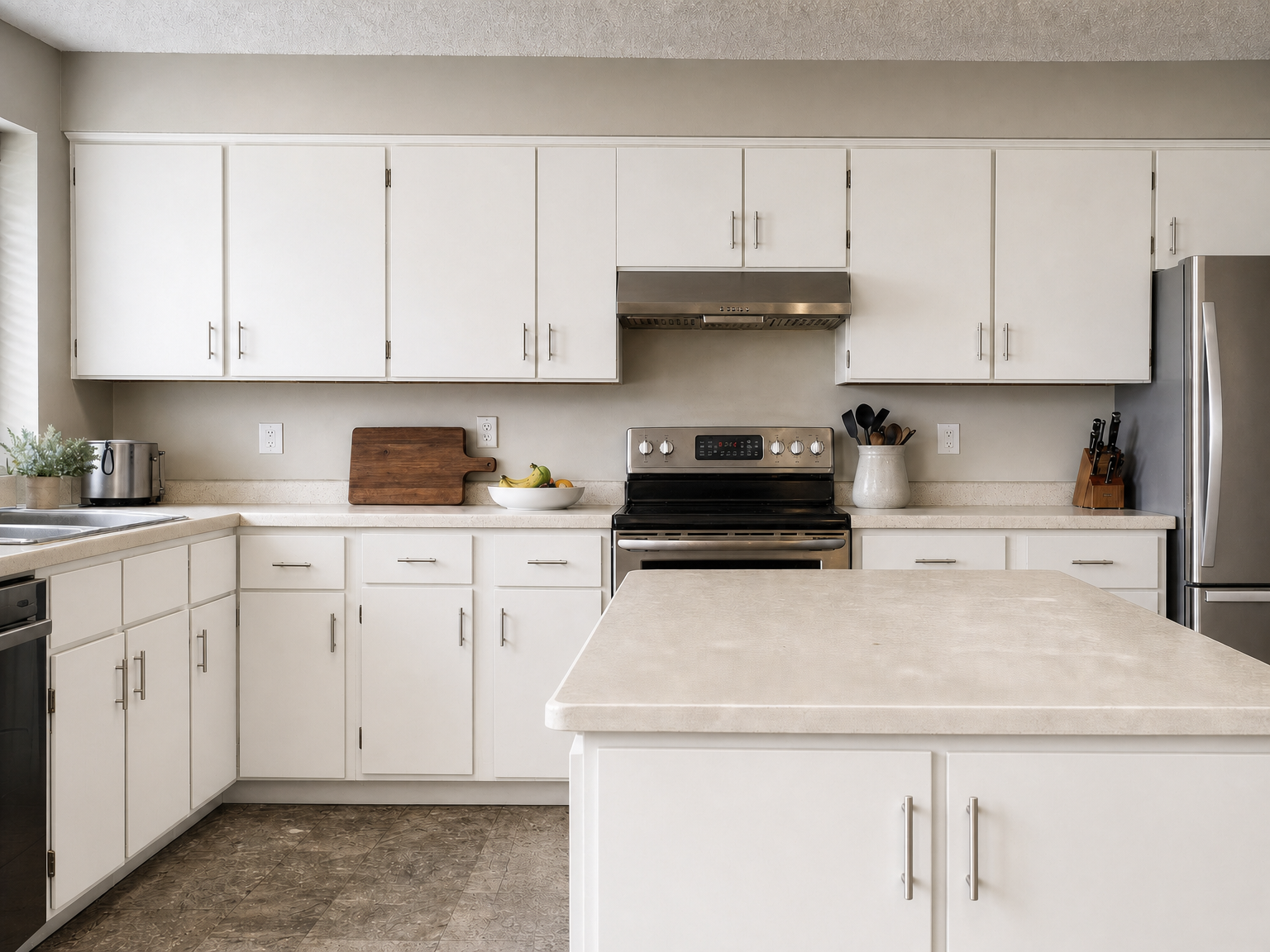 Kitchen cabinets after professional painting — beautiful new color