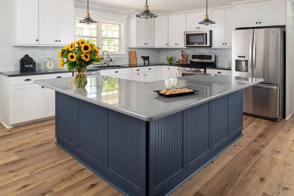 Kitchen with newly refaced shaker cabinet doors by Carolina Kitchens & Baths