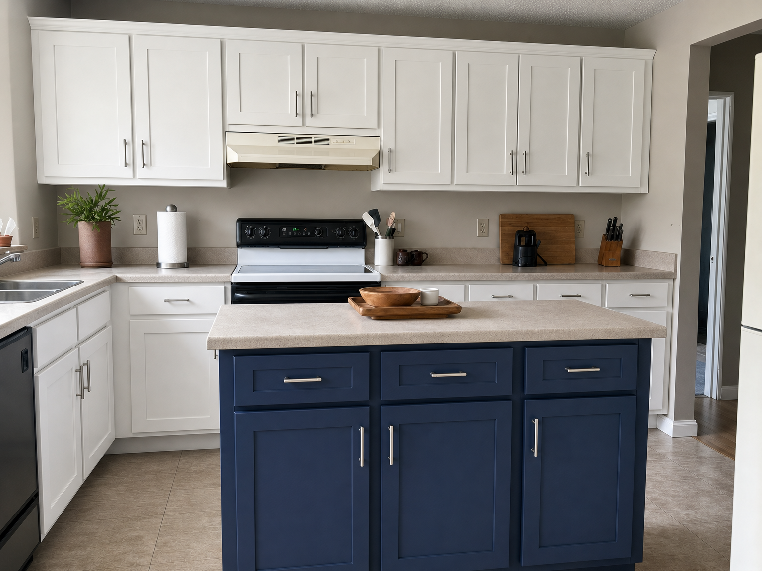 Kitchen cabinets after new cabinet installation