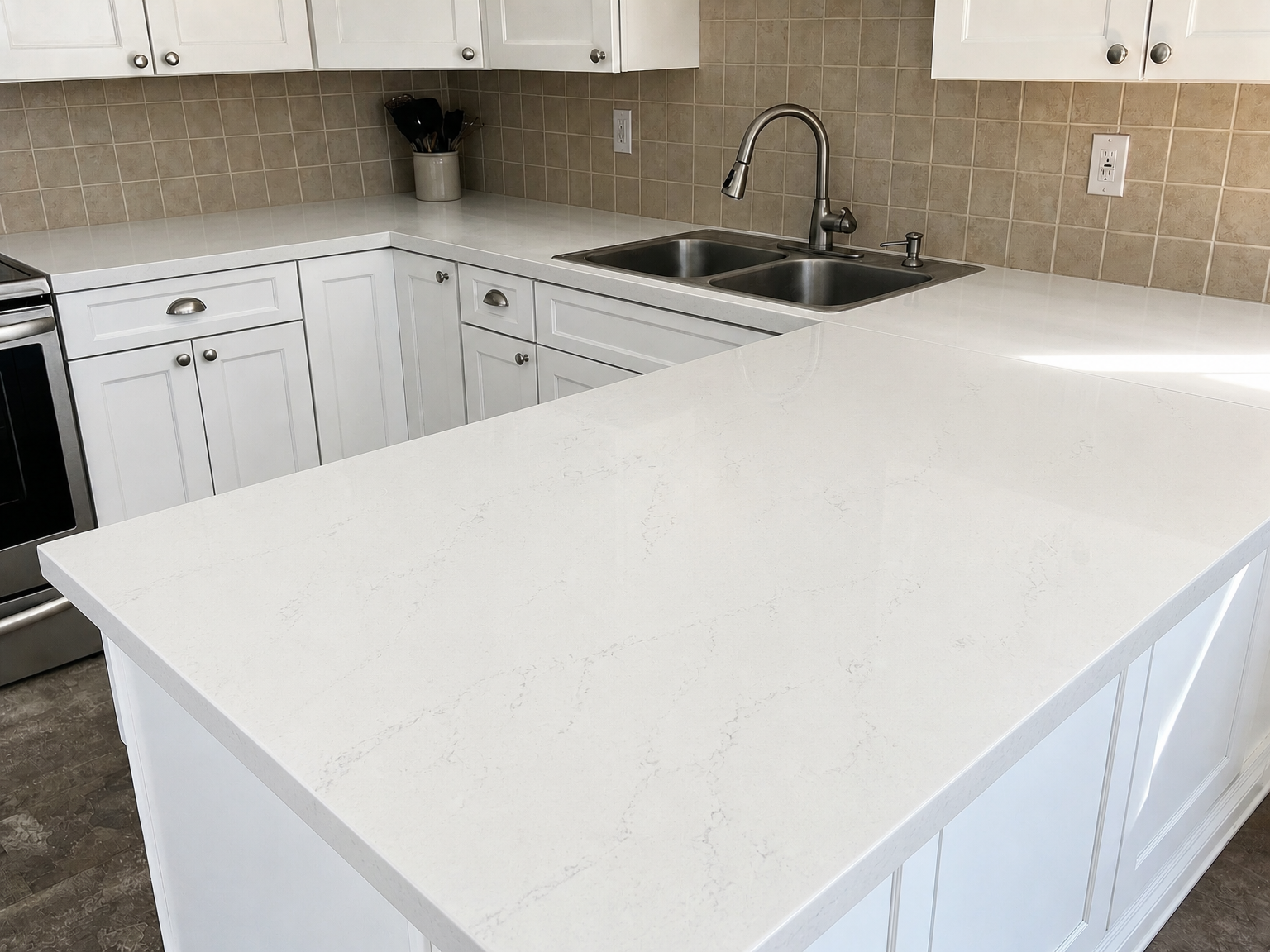 Kitchen countertops after new granite installation